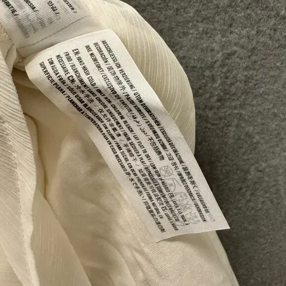 Abercrombie & Fitch Dress Womens Large Cream White Lace Floral Chiffon Midi - Picture 8 of 10